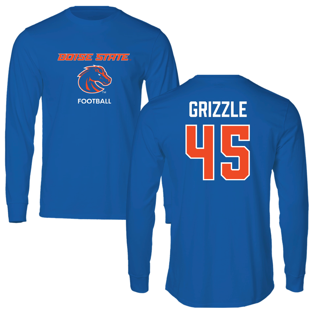 Boise State University Football Blue Performance Long Sleeve - #45 Troy Grizzle