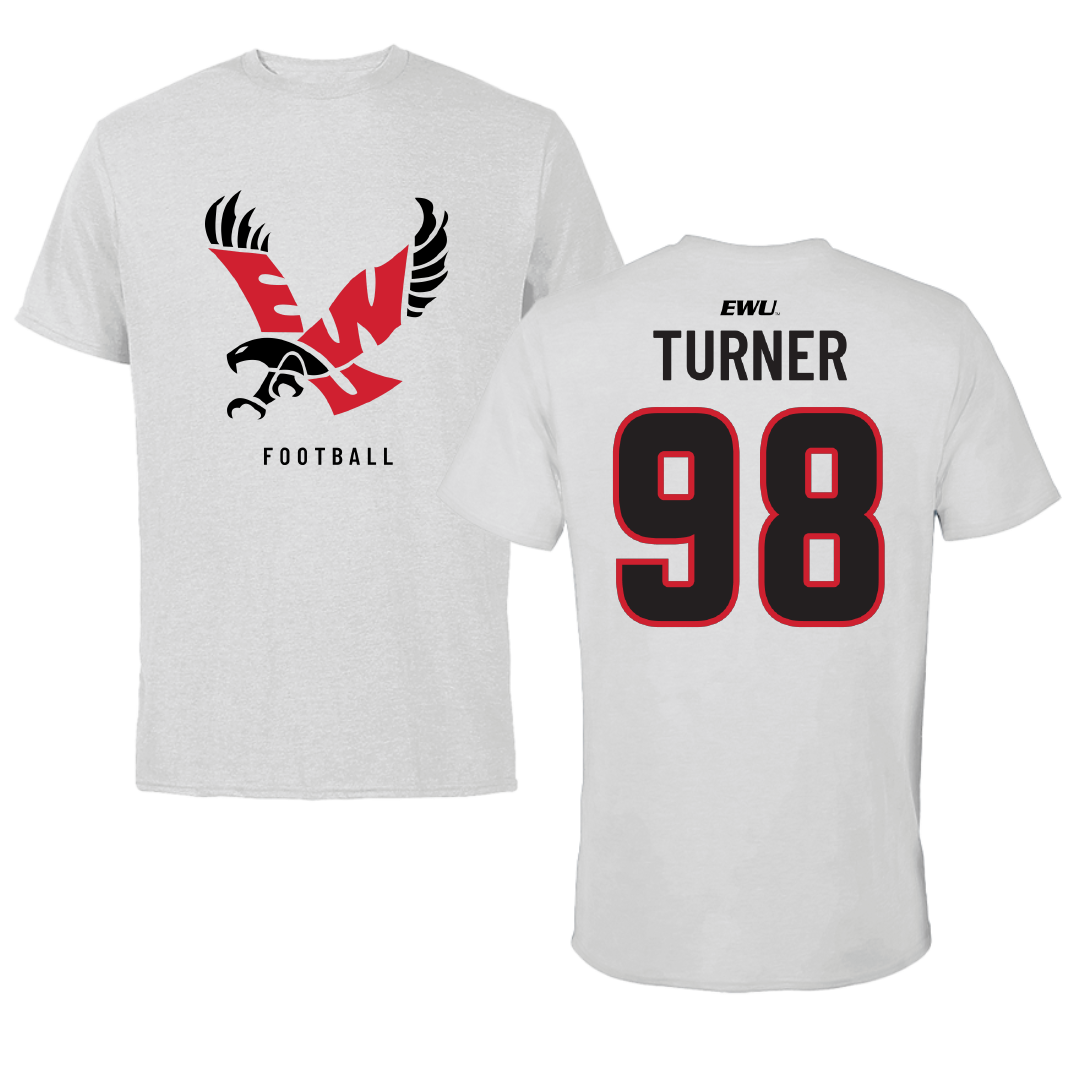 Eastern Washington University Football Light Gray Tee - #98 Zander Turner