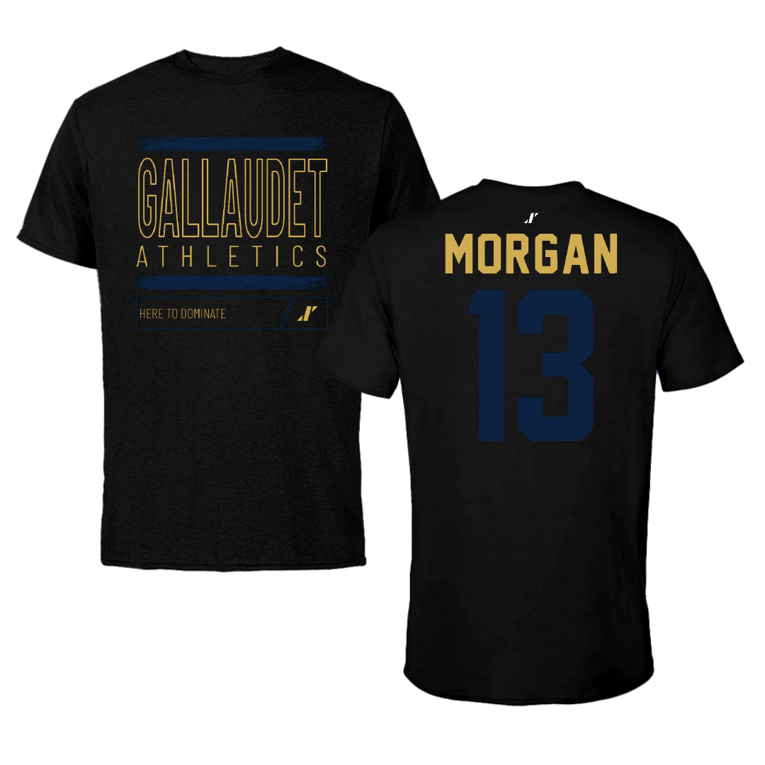 Gallaudet University Soccer Black Dominate Performance Tee - #13 Hawkins Morgan