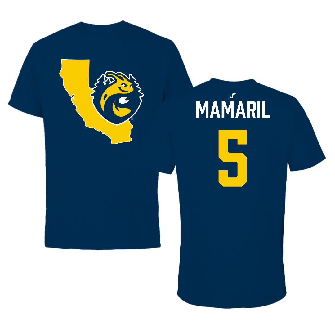 University of California-Santa Cruz Soccer (W) Navy State Performance Tee - #5 London Mamaril