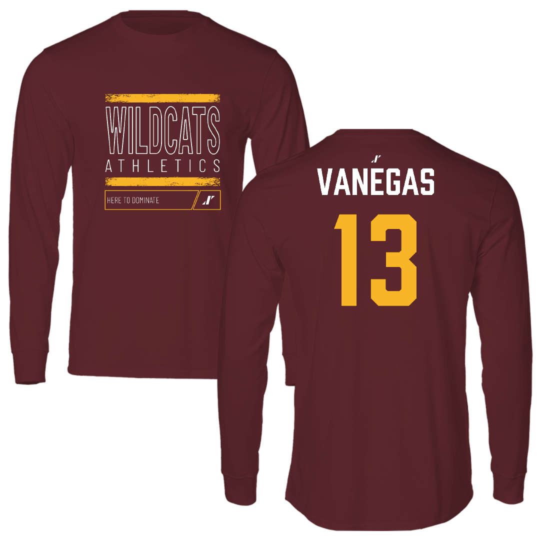 Bethune-Cookman University Baseball Maroon Dominate Long Sleeve - #13 Jesus Vanegas