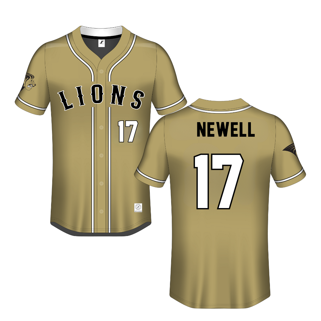 Lindenwood University Gold Button-Down Jersey - #17 Josh Newell
