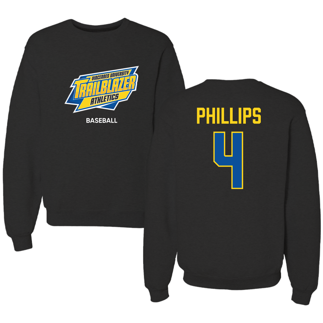 Vincennes University Baseball Black Crewneck - #4 Jaret Phillips