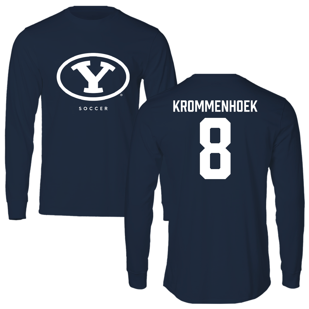 Brigham Young University Soccer Navy Performance Long Sleeve - #8 Mika Krommenhoek
