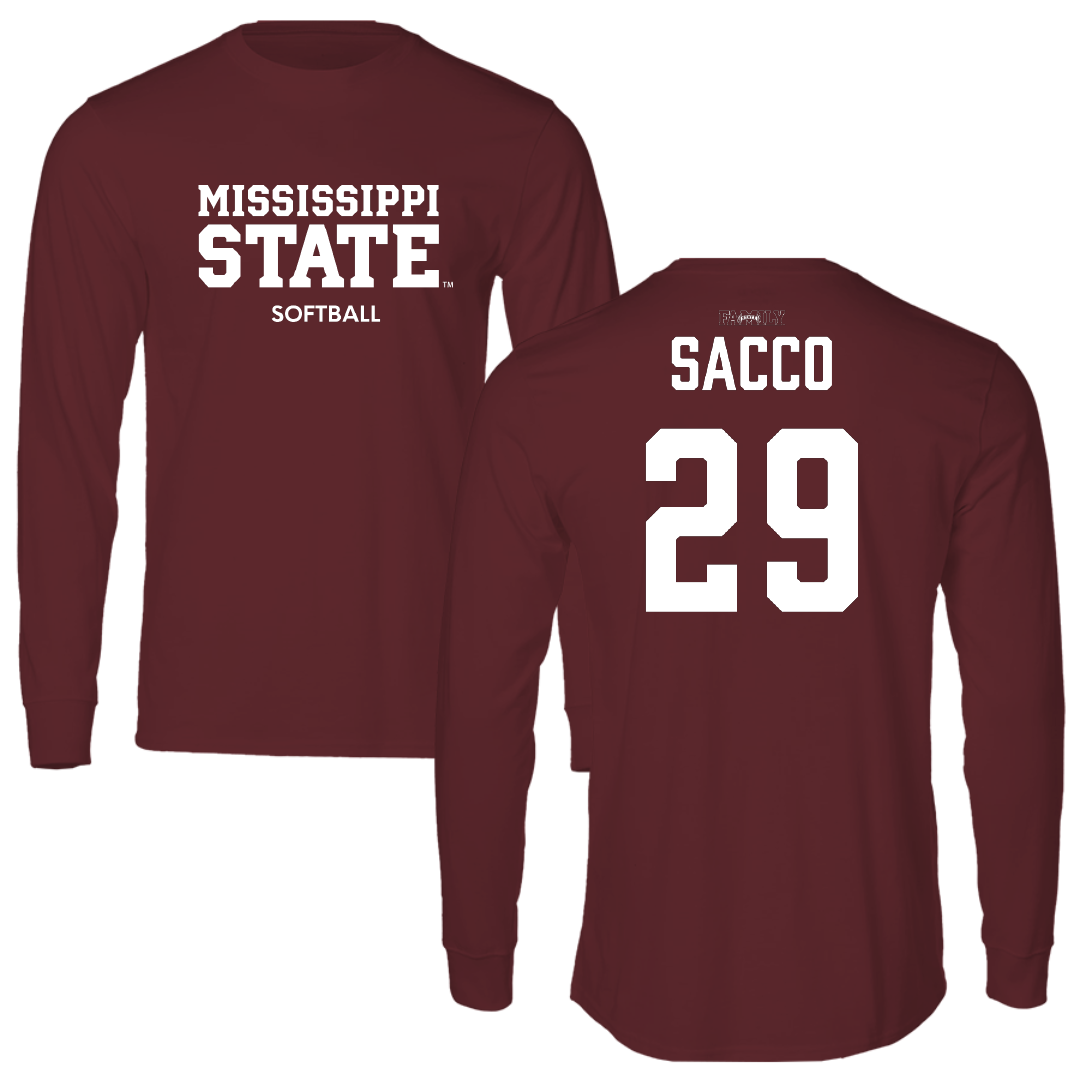 Mississippi State University Softball Maroon Long Sleeve - #29 Sierra Sacco