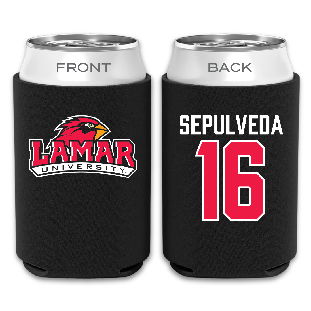 Lamar University Softball Black Can Cooler - #16 Jayne Sepulveda