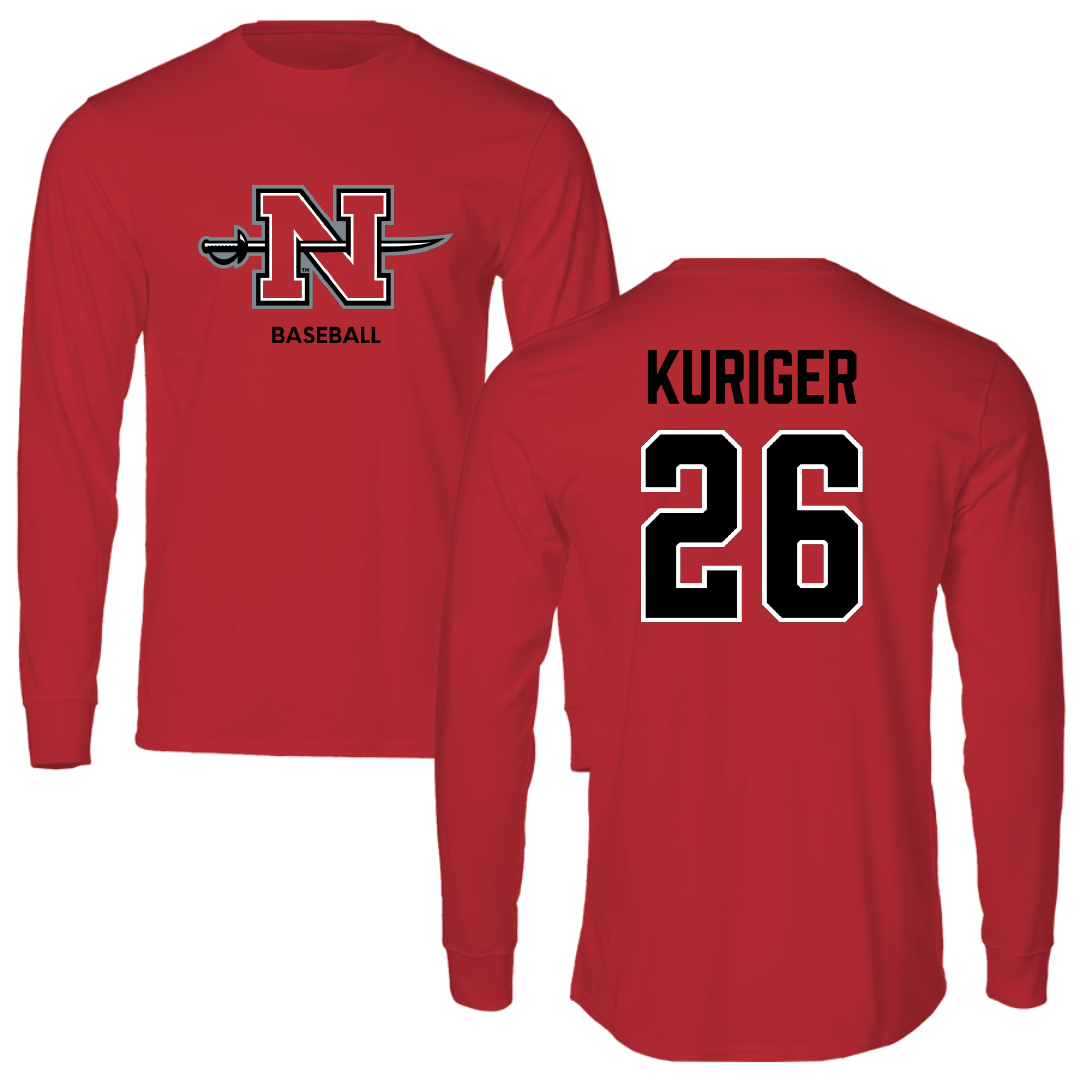 Nicholls State University Baseball Red Mascot Long Sleeve - #26 Brayden Kuriger