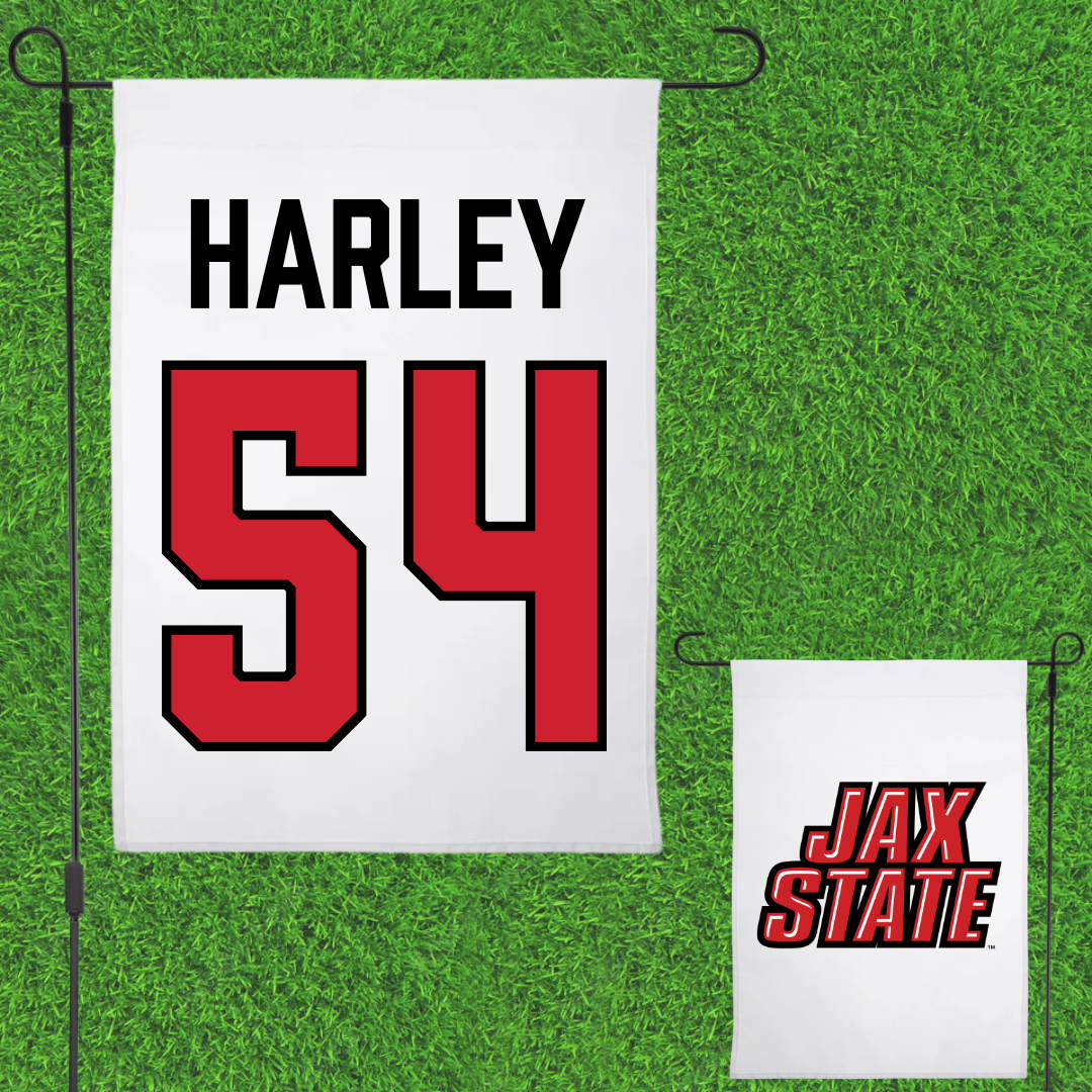 Jacksonville State University Football White Garden Flag - #54 Daveion Harley