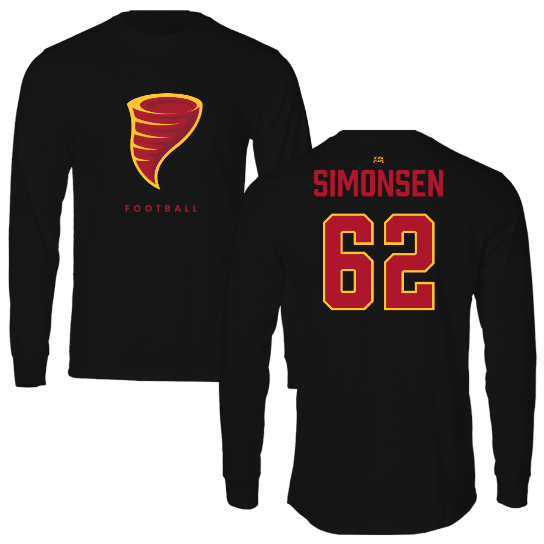 Iowa State University Football Black Long Sleeve - #62 Braden Simonsen