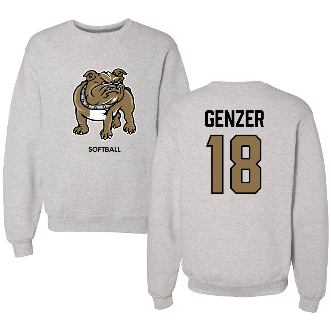 Bryant University Softball Light Gray Crewneck - #18 Carley Genzer