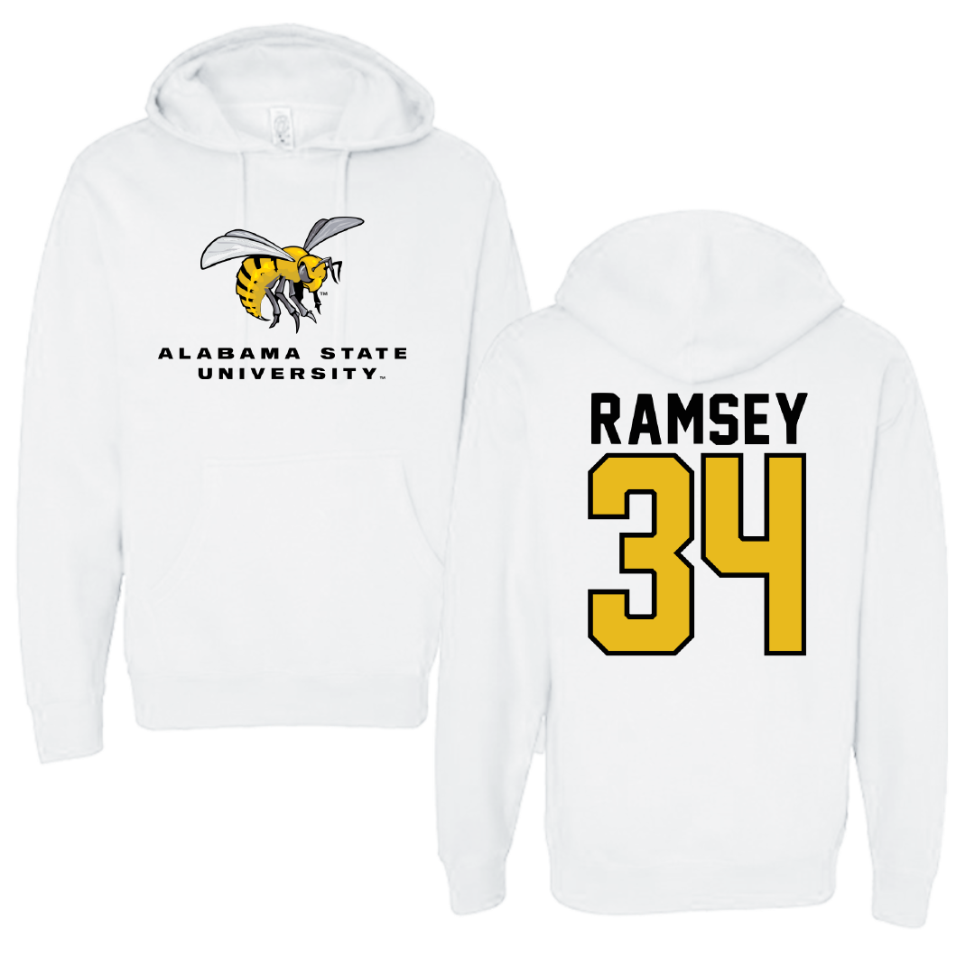 Alabama State University Softball White Block Hoodie - #34 Brooke Ramsey