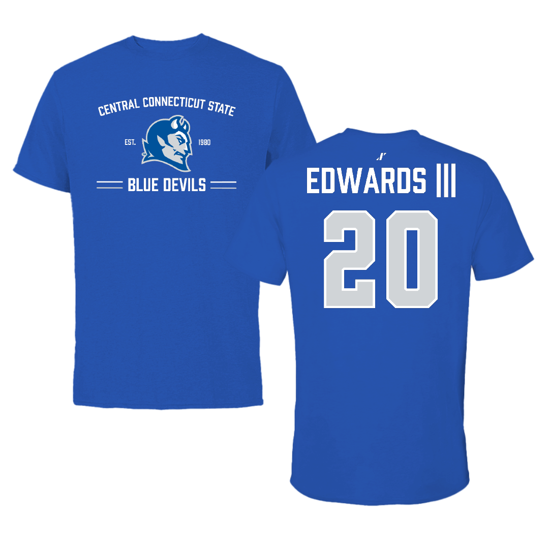 Central Connecticut State University Basketball (M) Blue General Performance Tee - #20 Corsley Edwards |||