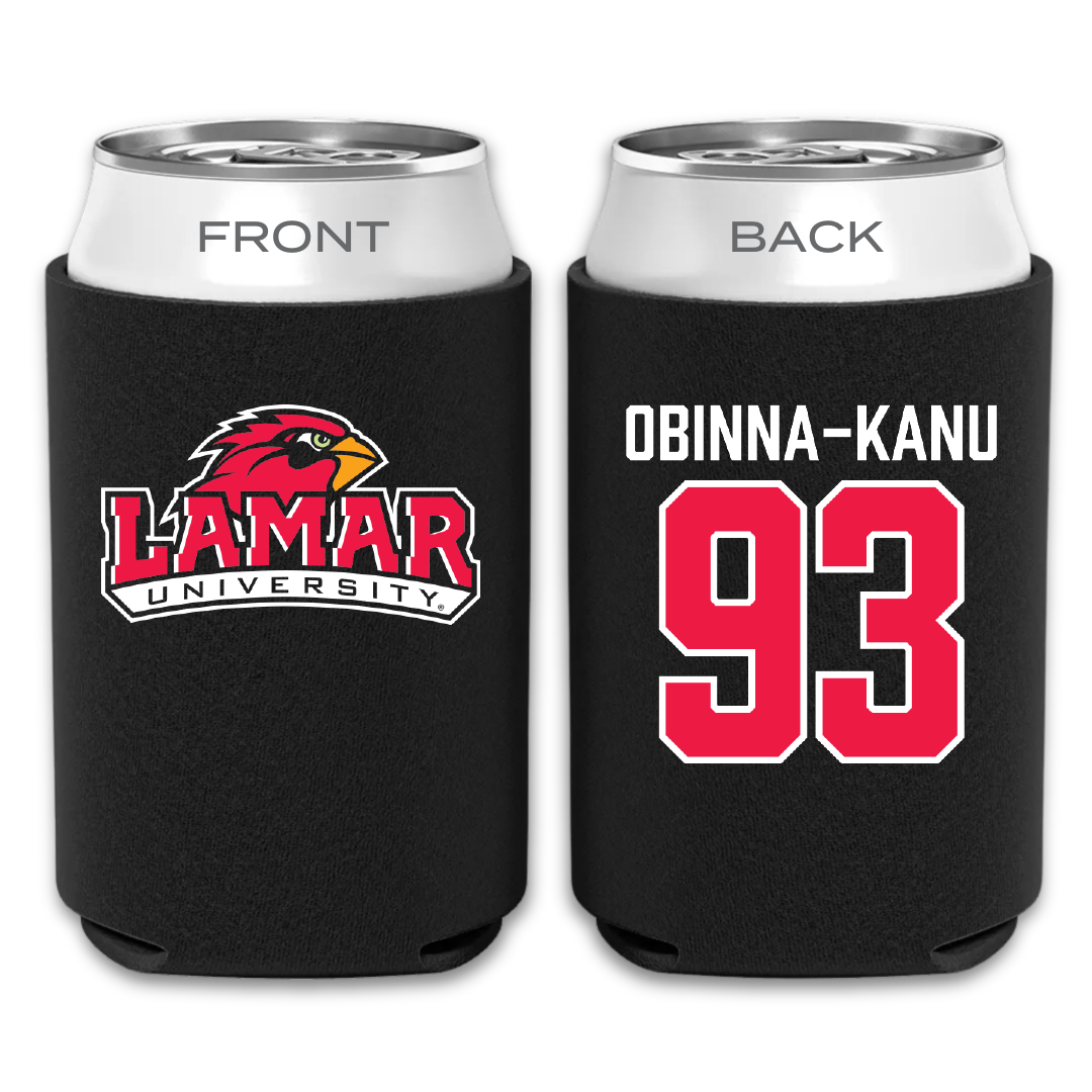 Lamar University Football Black Can Cooler - #93 Daniel Obinna-Kanu