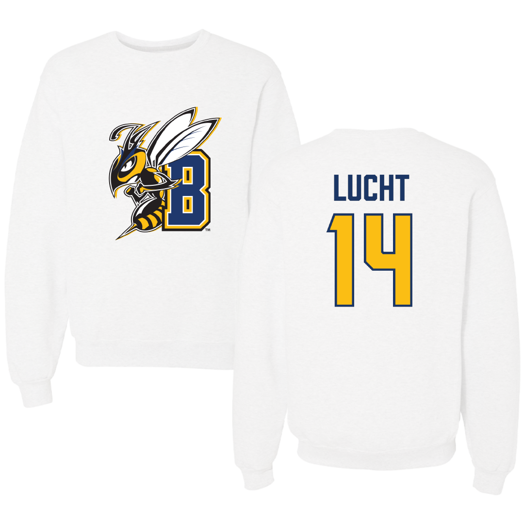Montana State University Billings Softball White Crewneck - #14 Bryn Lucht