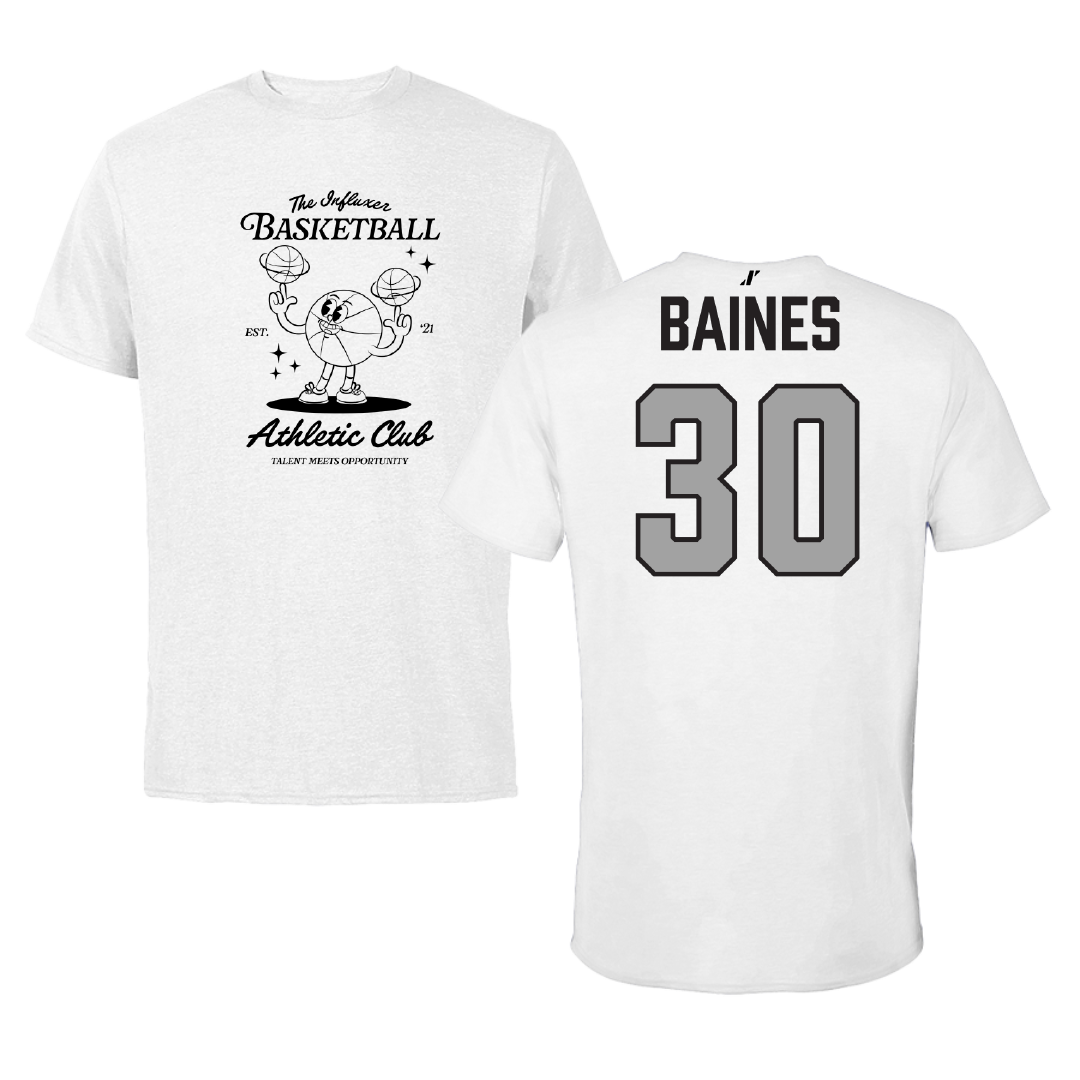Basketball (W) White Influxer Athletic Club Tee - #30 Jeriyah Baines