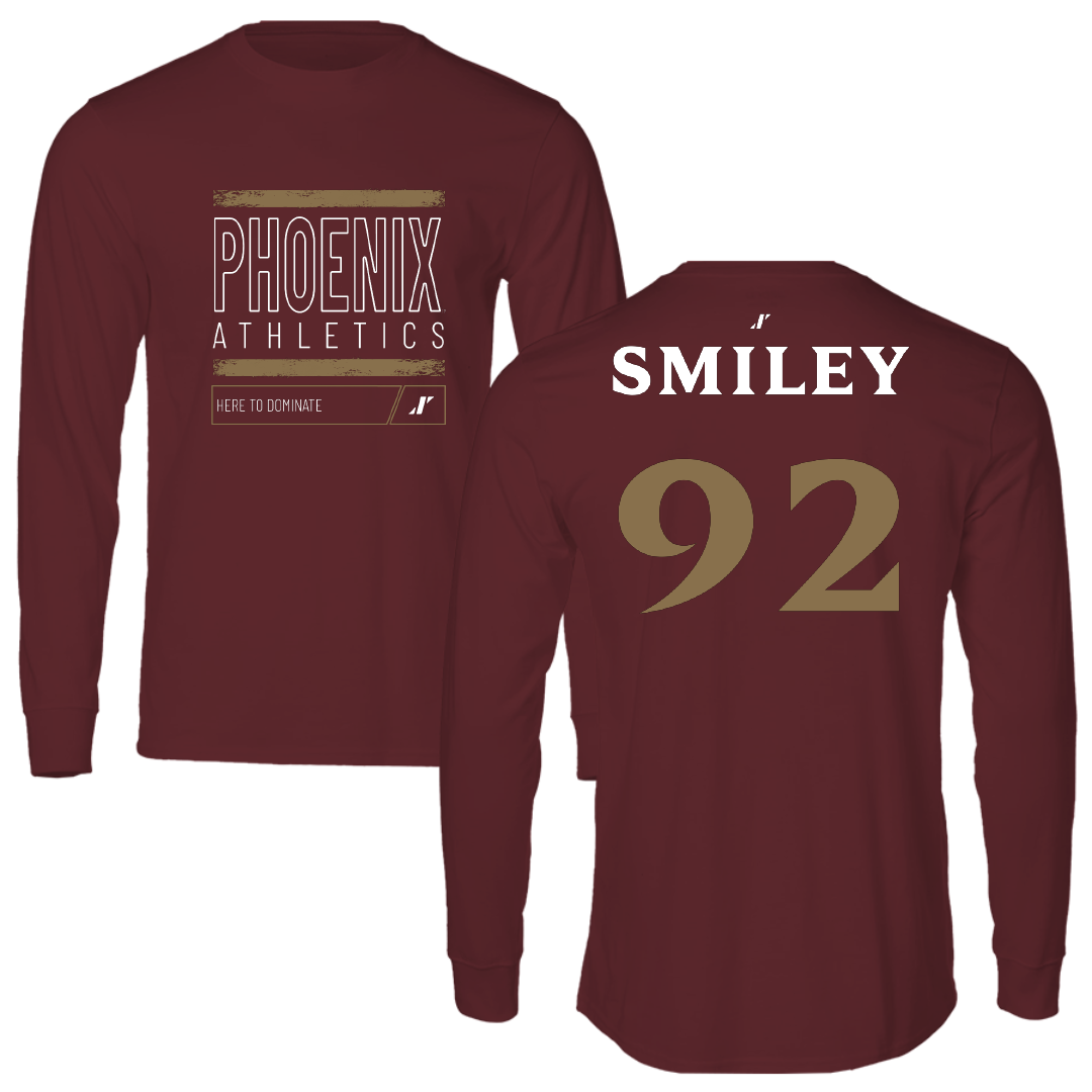 Elon University Football Maroon Dominate Long Sleeve - #92 Brandon Smiley