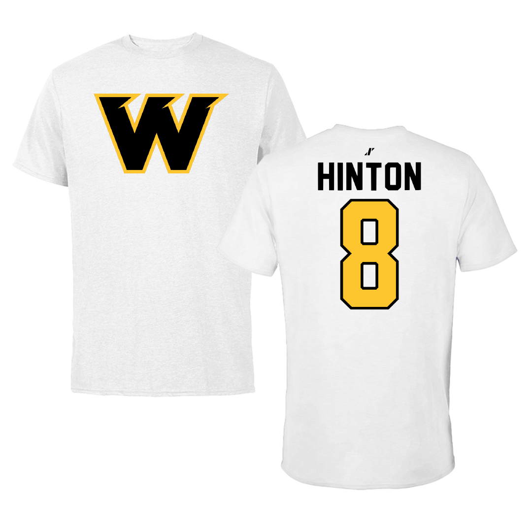 Wayne State College (Nebraska) Football White Performance Tee - #8 Clyde Hinton