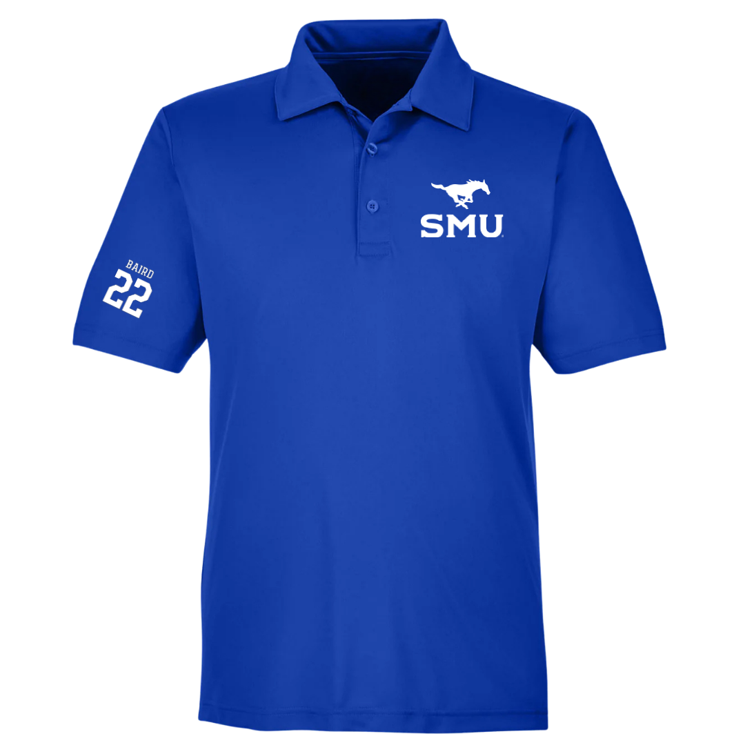 Southern Methodist University Soccer (M) Blue Polo - #22 Brendan Baird