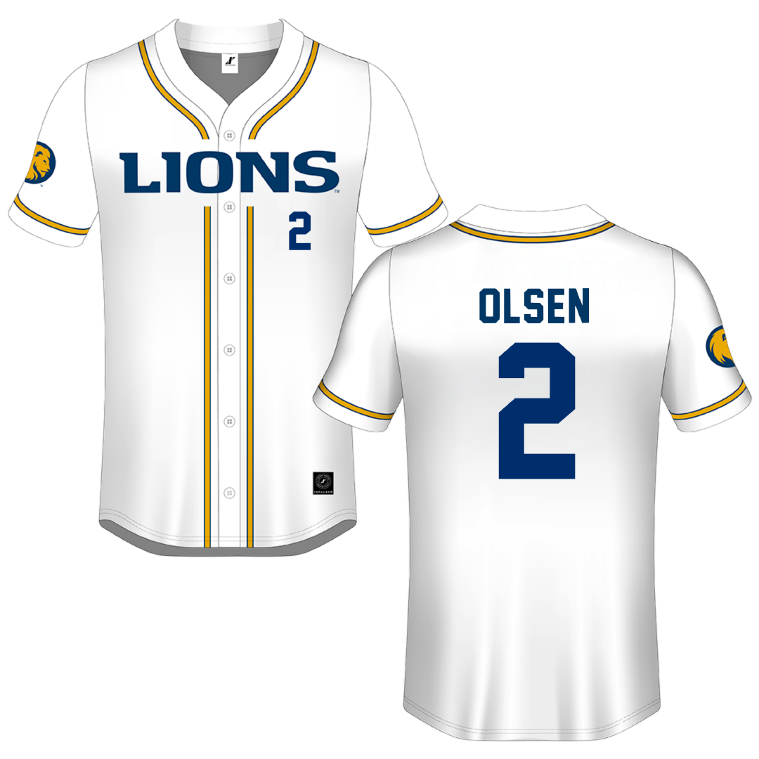 East Texas A&M University White Button-Down Jersey - #2 Emma Olsen