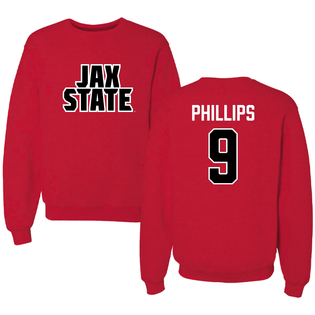 Jacksonville State University Softball Red Crewneck - #9 Ashley Phillips