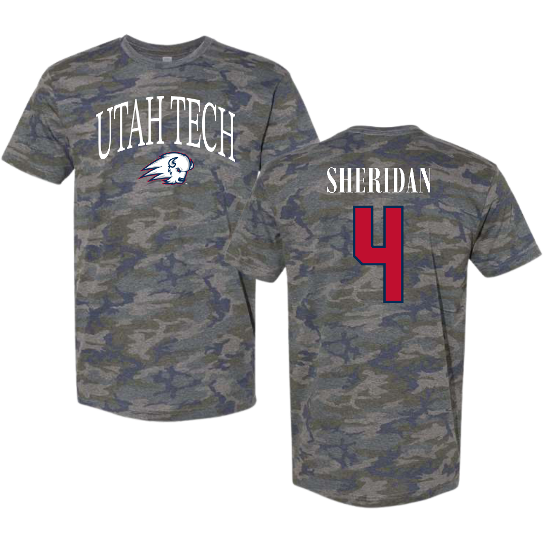 Utah Tech University Football Vintage Camo Tee - #4 Jayden Sheridan