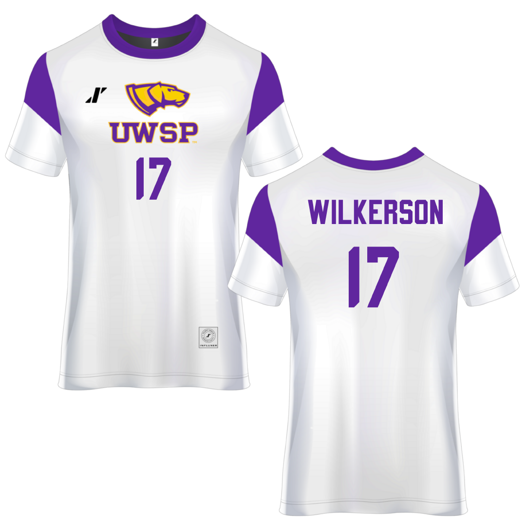 University of Wisconsin-Stevens Point White Soccer Jersey - #17 Devin Wilkerson