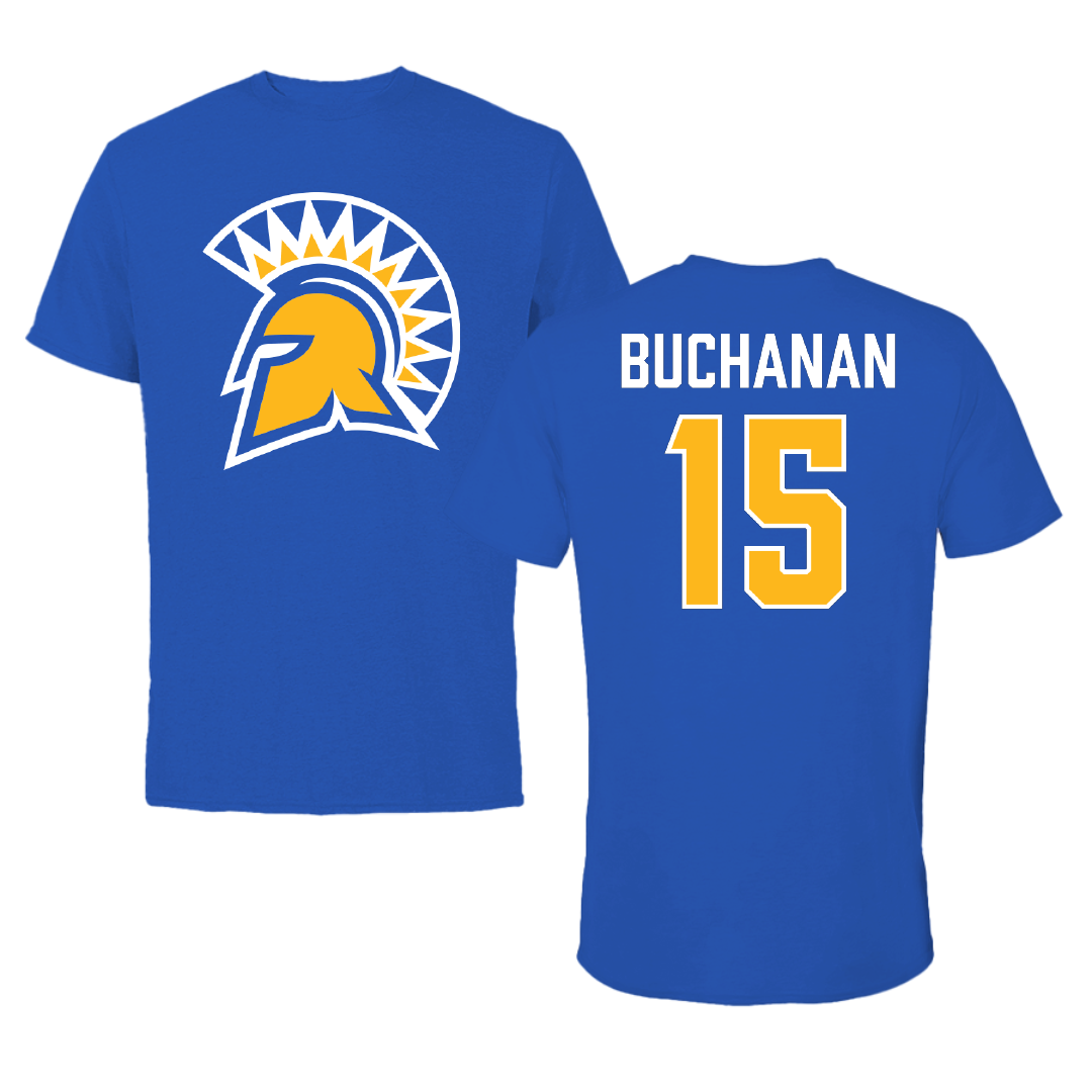 San Jose State University Volleyball Blue Performance Tee - #15 Mariana Buchanan
