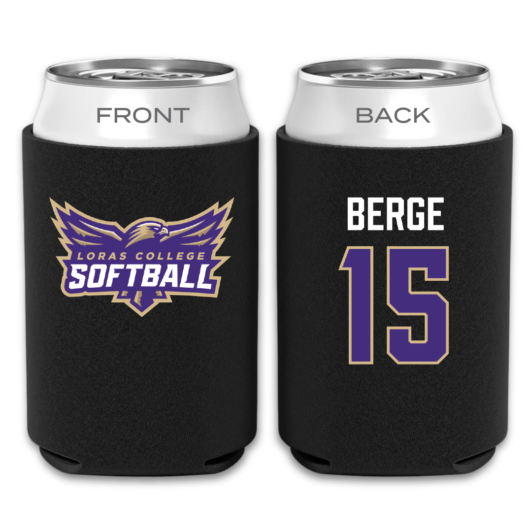 Loras College Softball Black Can Cooler - #15 Karlee Berge