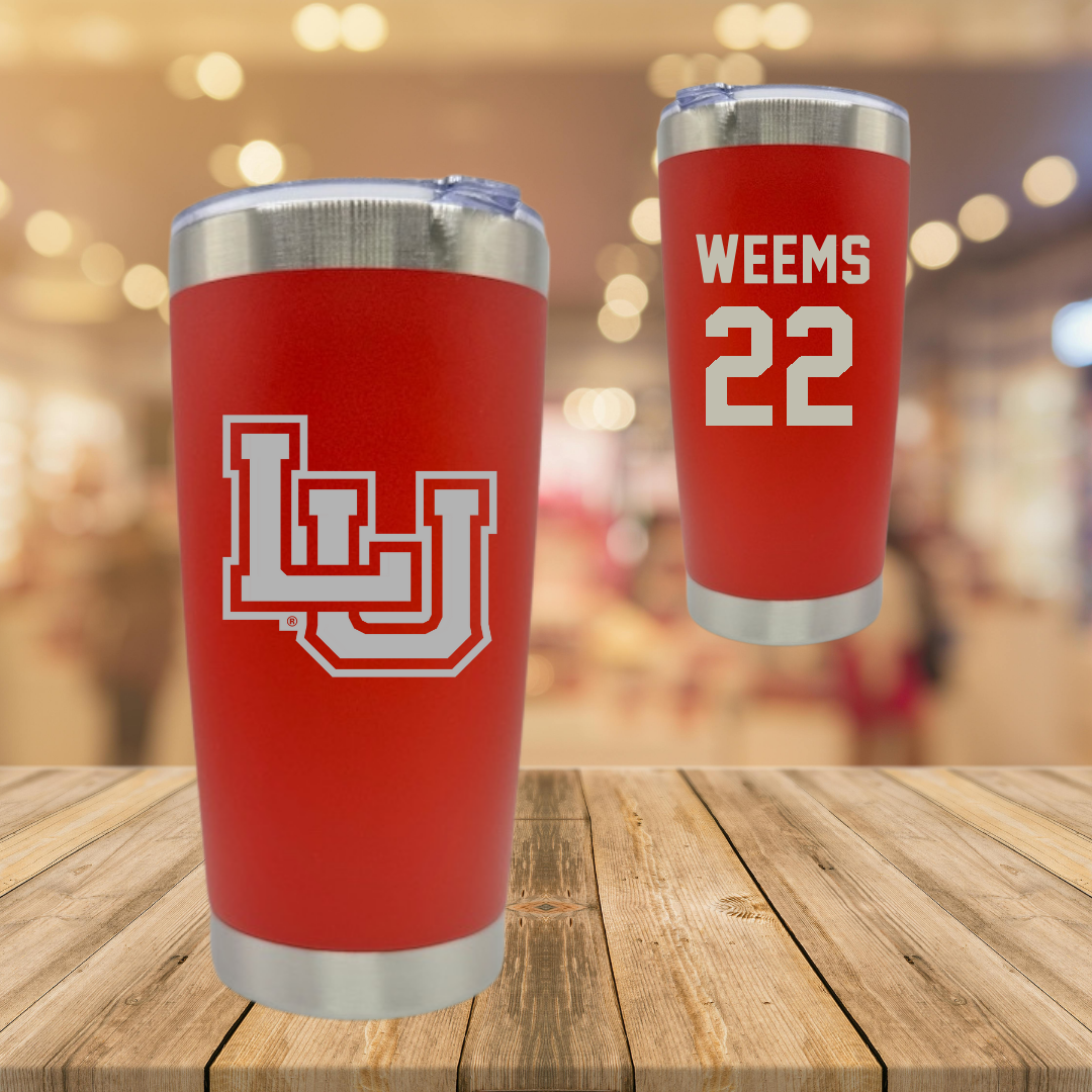 Lamar University Basketball Red Stainless Steel Tumbler - #22 NJ Weems