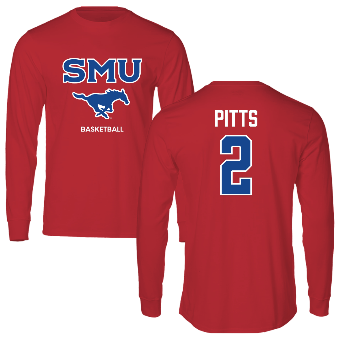 Southern Methodist University Basketball (W) Red Long Sleeve - #2 TK Pitts