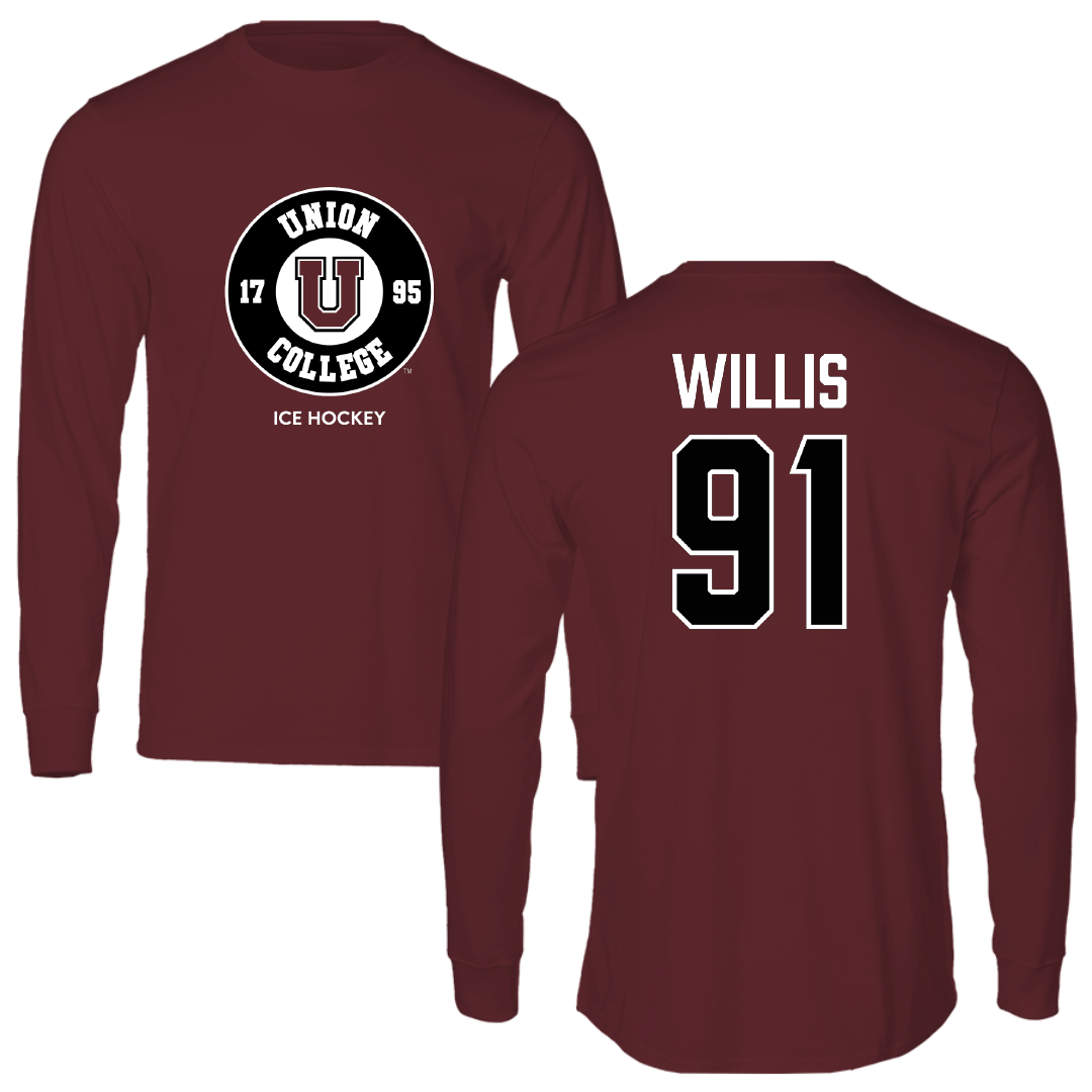 Union College Ice Hockey (W) Maroon Performance Long Sleeve - #91 Jill Willis