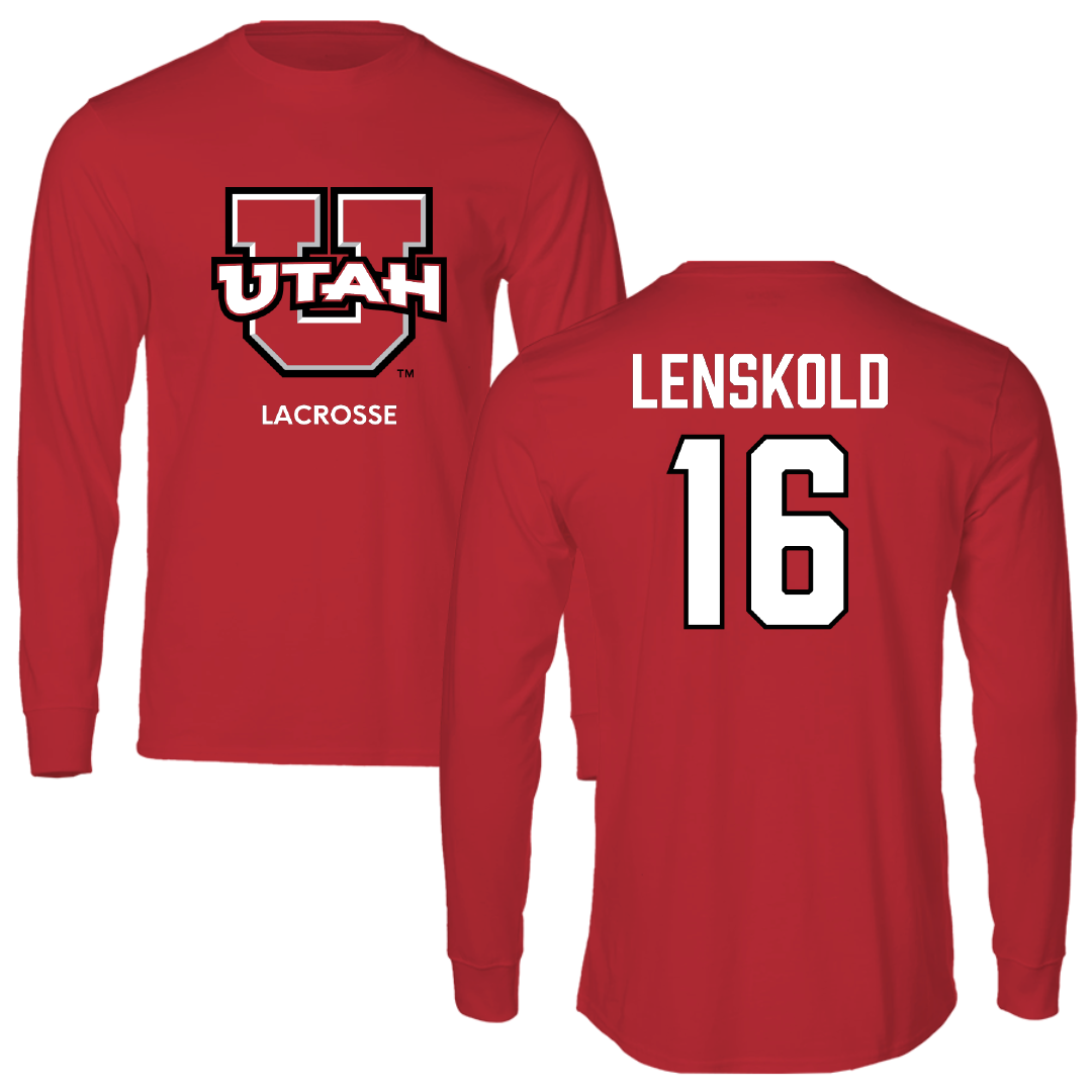 University of Utah Lacrosse (M) Red Utes Long Sleeve - #16 Colin Lenskold