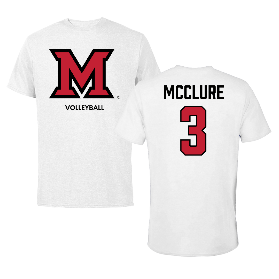 Miami University (Ohio) Volleyball (W) White Performance Tee - #3 Anna McClure