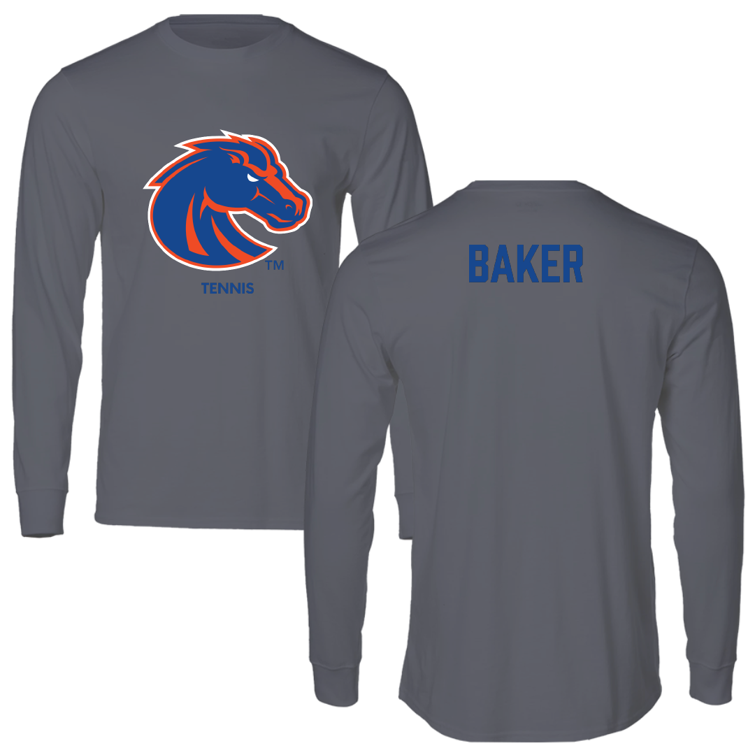 Boise State University Tennis (M) Dark Gray Long Sleeve - Carson Baker