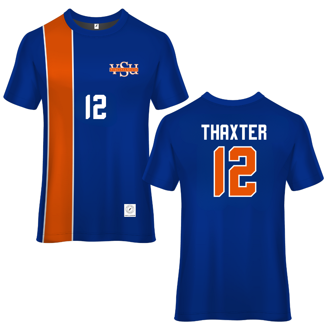 Virginia State University Blue Soccer Jersey - #12 Ali-Andro Thaxter