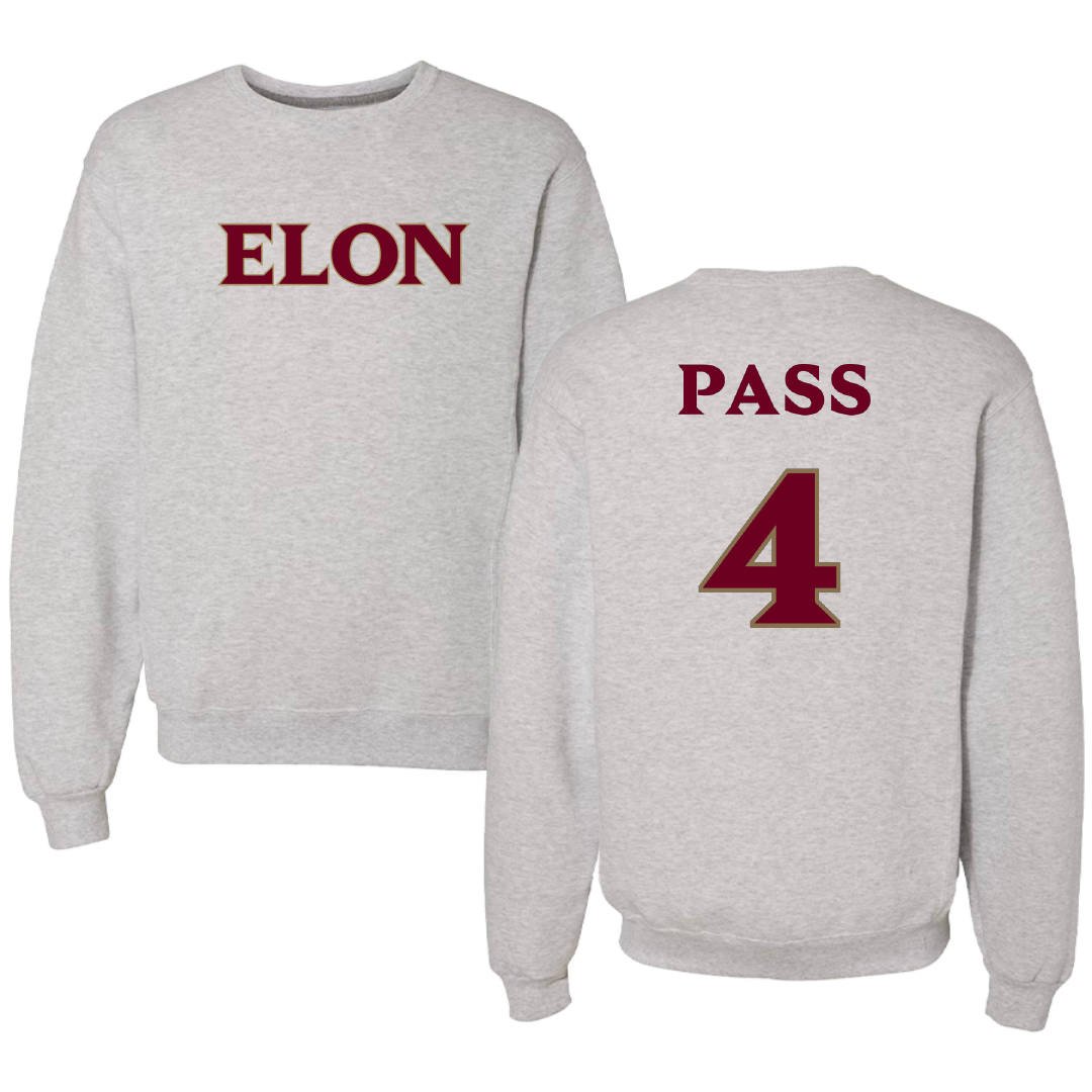 Elon University Basketball Light Gray Crewneck - #4 Maraja Pass