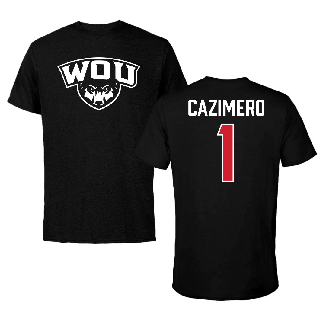 Western Oregon University Basketball (M) Black Tee - #1 O'shen Cazimero