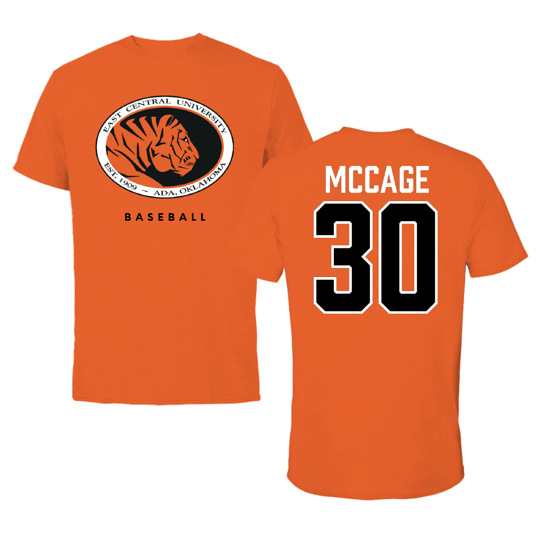 East Central University Baseball True Orange Tee - #30 Cooper McCage