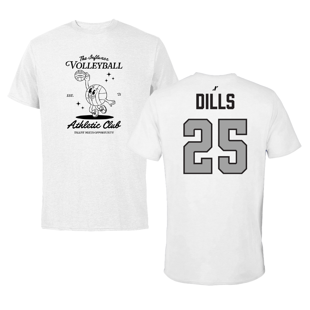 Volleyball (W) White Influxer Athletic Club Tee - #25 Mallory Dills