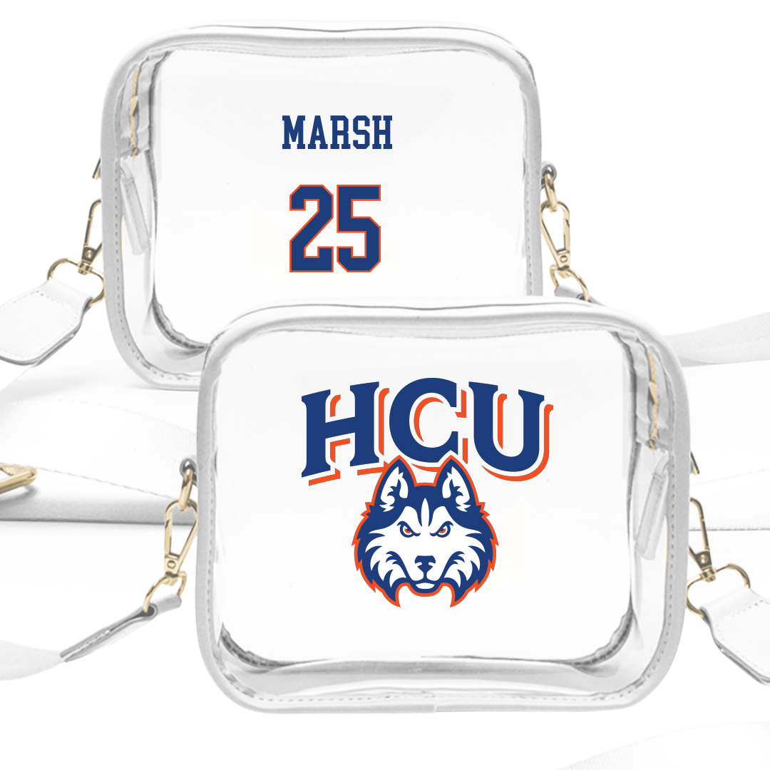Houston Christian University Baseball White Clear Stadium Bag - #25 Remy Marsh