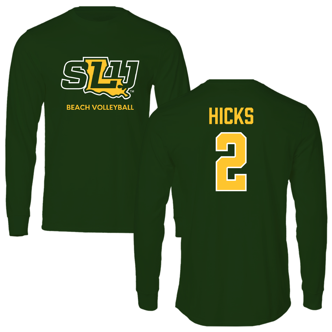 Southeastern Louisiana University Beach Volleyball Forest Green Performance Long Sleeve - #2 Makayla Hicks