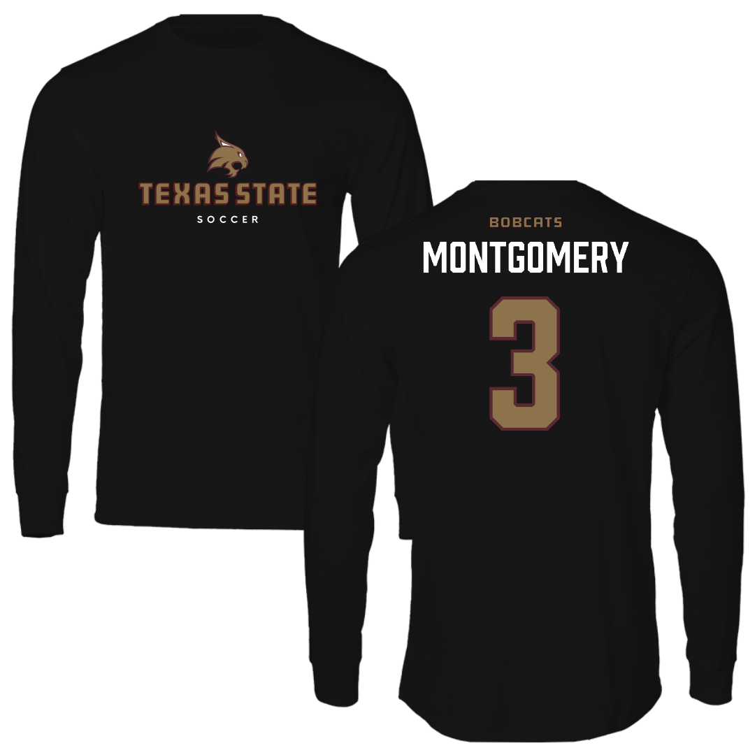 Texas State University Soccer (W) Black Performance Long Sleeve - #3 Alexis Montgomery