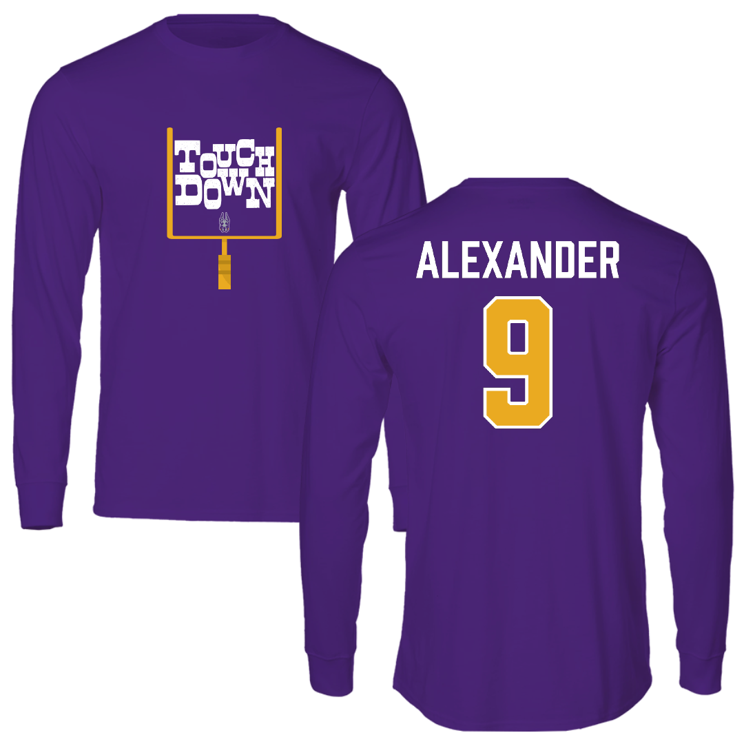 University at Albany Football Purple Touchdown Performance Long Sleeve - #9 Landon Alexander