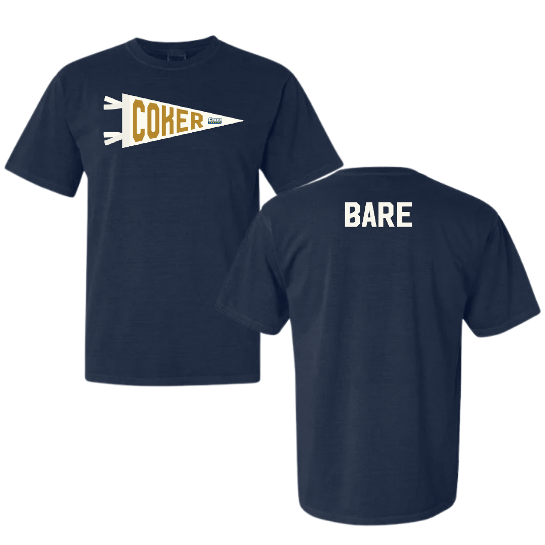 Coker University Wrestling Navy Pennant Comfort Colors Tee - Weston Bare