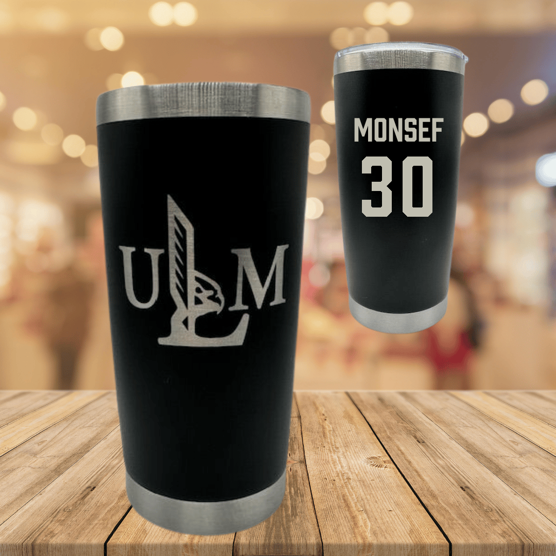 University of Louisiana Monroe Softball Black Stainless Steel Tumbler - #30 Kailey Monsef
