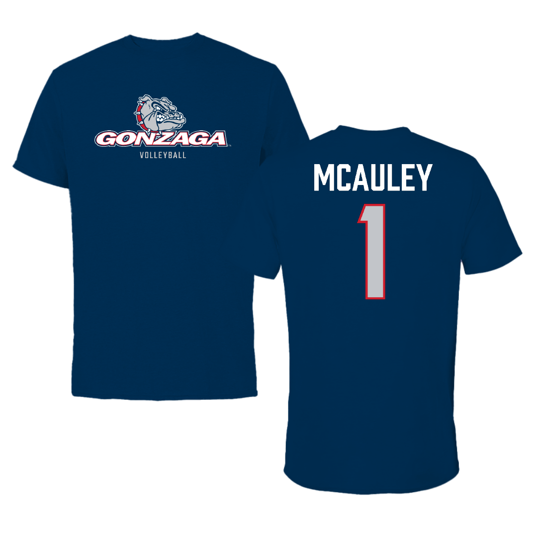 Gonzaga University Volleyball Navy Block Tee - #1 Kelly McAuley