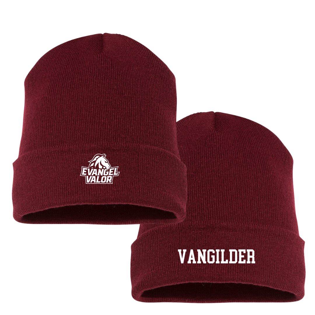 Evangel University Football Maroon Beanie - #7 Draven VanGilder