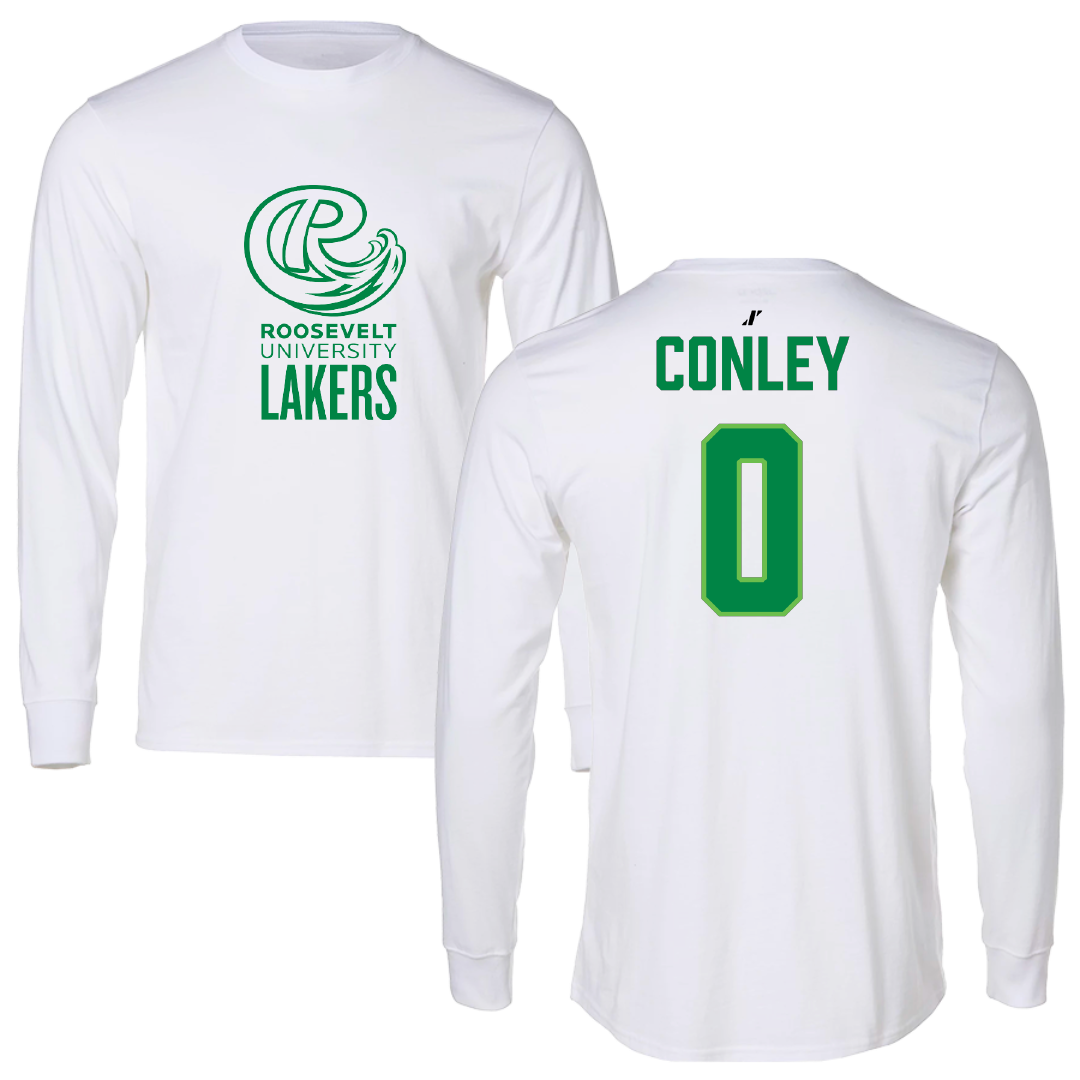 Roosevelt University Football White Performance Long Sleeve - #0 Carlos Conley