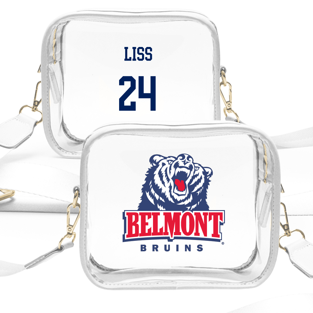Belmont University Baseball White Clear Stadium Bag - #24 Hank Liss