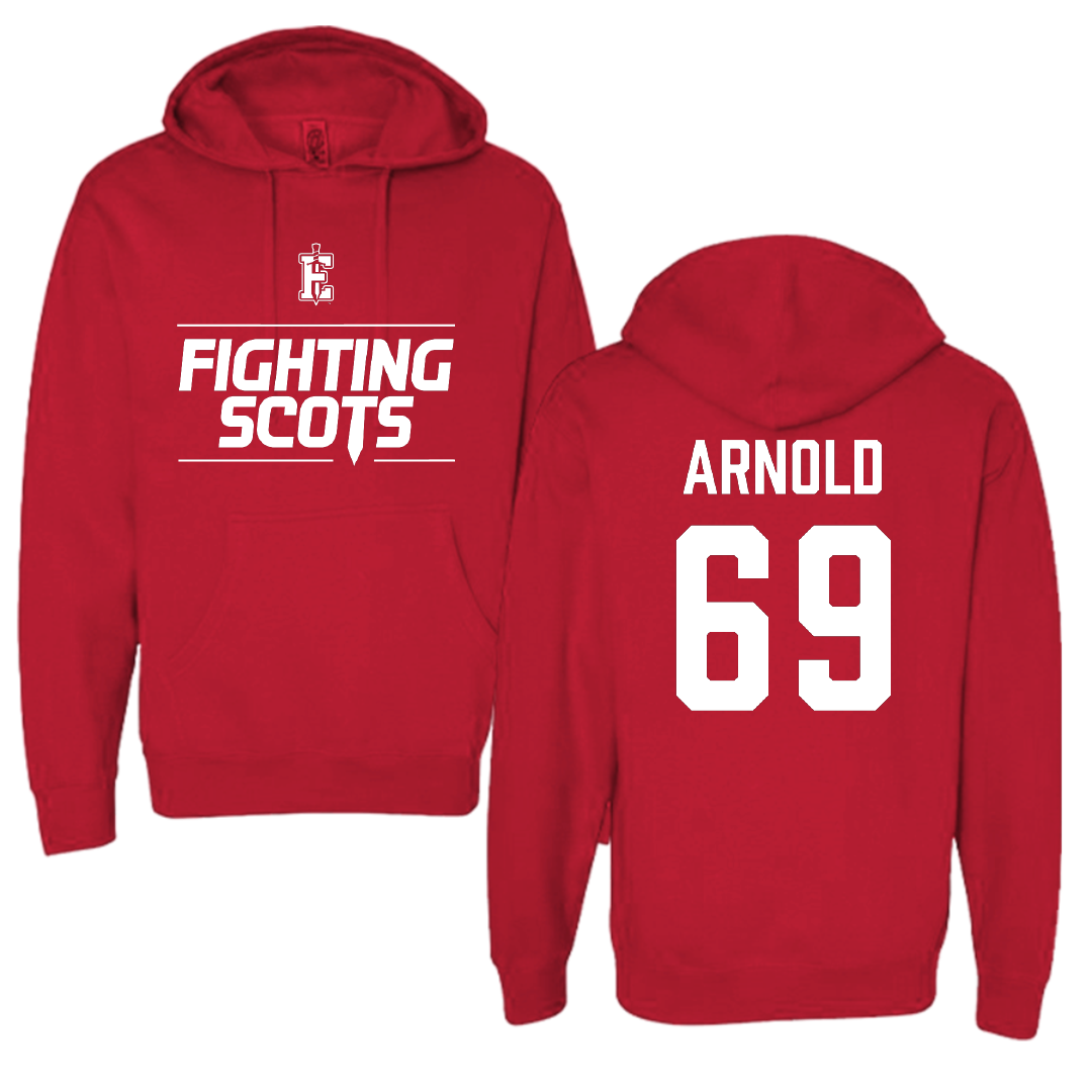 PennWest Edinboro Football Red General Hoodie - #69 Logan Arnold